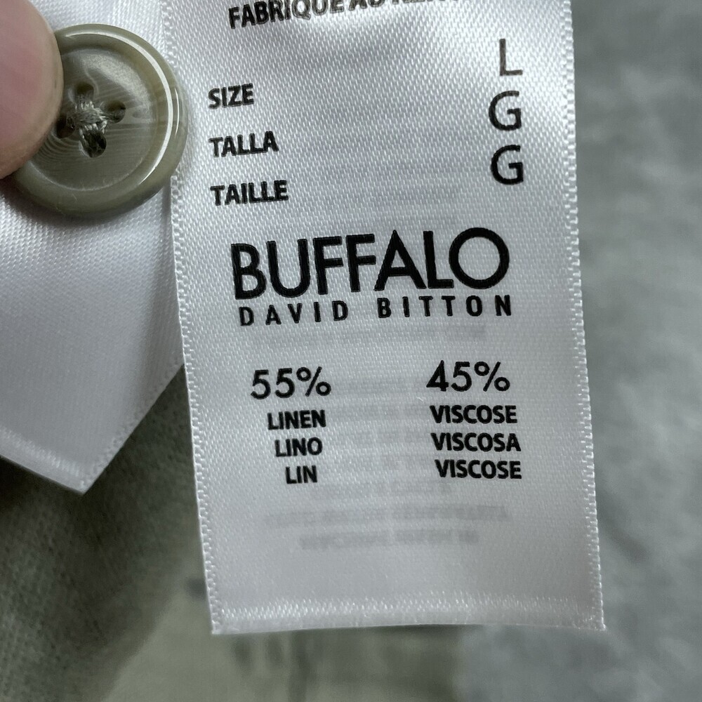 Buffalo David Bitton Women's L Blouse Green Linen Blend d1241 - Picture 6 of 8